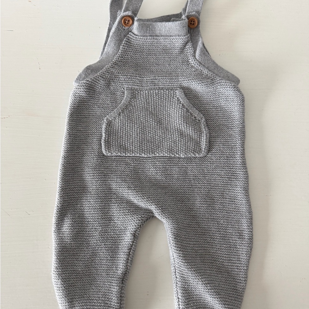 Carter's Light Gray Knit Overalls with Front Pocket